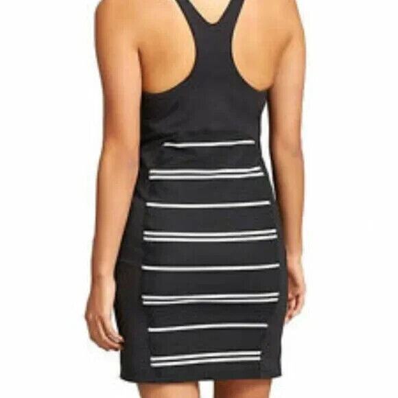 Athleta Swim Dress Small Beach Swim Padded Shelf Bra Colorblock Striped Blue - Picture 2 of 12